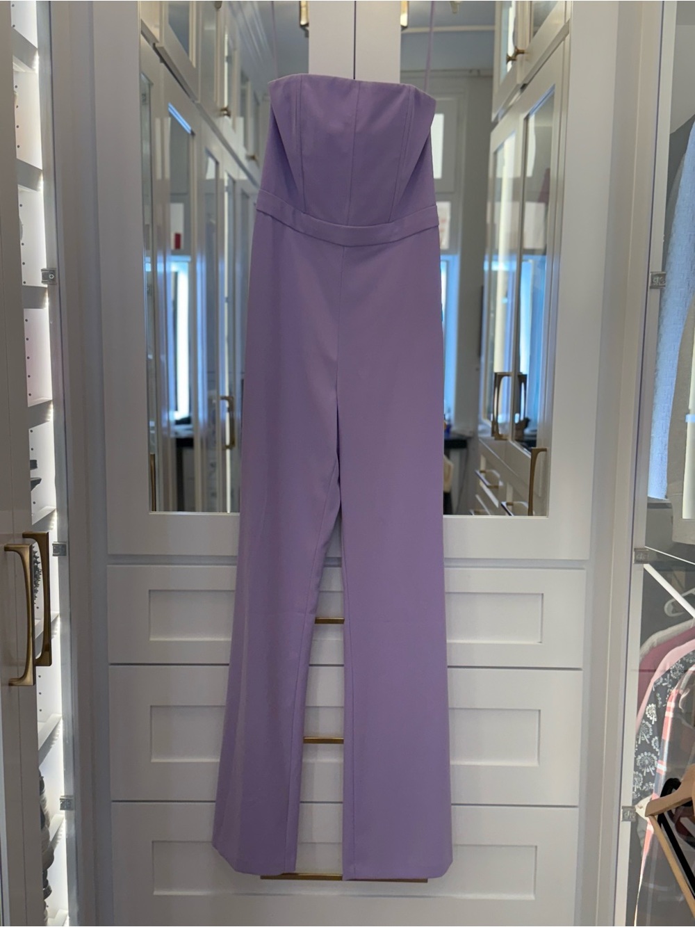 Alice + Olivia Alondra Strapless Jumpsuit Lavender Size 4 NWT $495